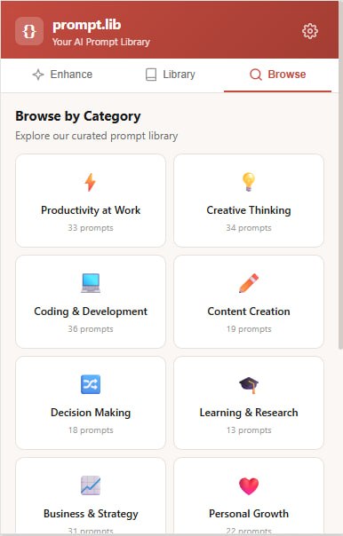 Browse by category interface